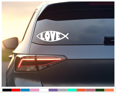 Jesus Fish Love Decal | Christian Decal | Christian Gift | Religious Gift | Christian Sticker | Gift for Her | Gift for Mom | Decal For Car - image1